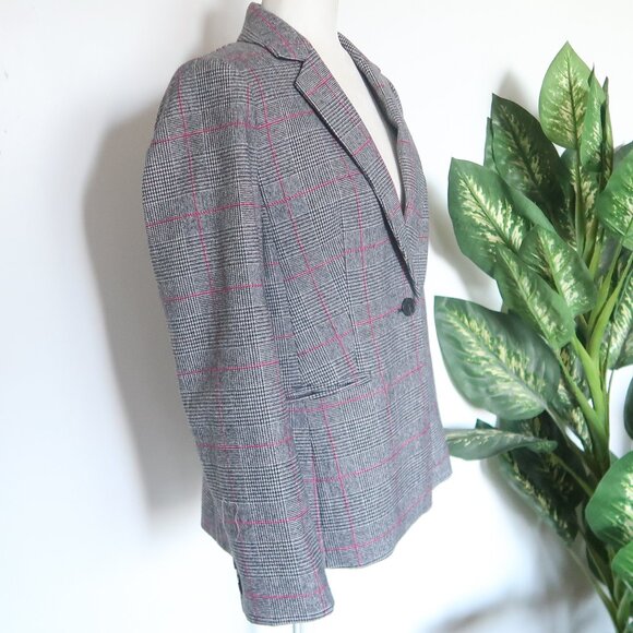 J. Crew Gray Pink Glen Plaid Single-breasted Wool Blazer Windowpane Structured - Picture 5 of 16